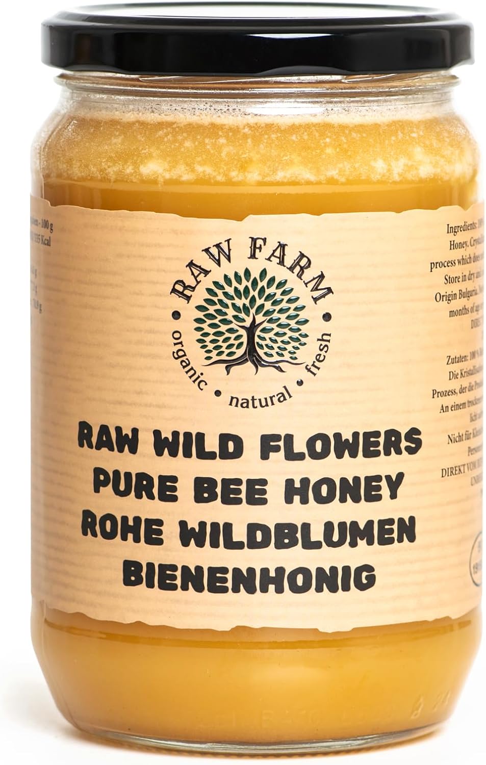 900 g Pure Raw Wildflowers Honey - Unfiltered, Unheated, Unpasteurized, Single source, Straight from RAW FARM own bee hives. (900, Wildflowers)