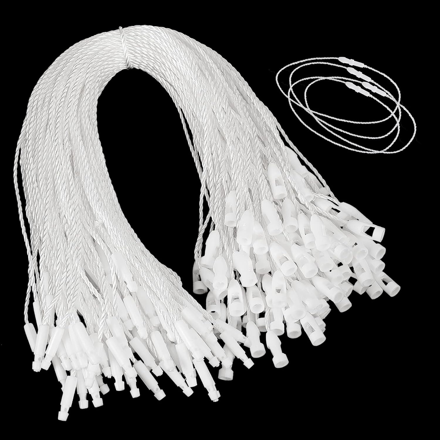 Shappy 100 Pcs Nylon String for Hang Tags Disposable Price Nylon String with Snap Lock for Attaching Labels and Security Tags Fastener Hook Ties for Products Clothes Brand Tag Price (White)