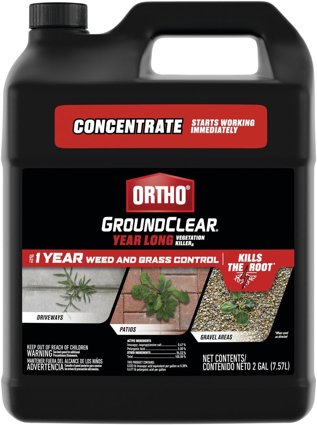 Ortho GroundClear Year Long Vegetation Killer2 Concentrate, Kills and Prevents Weeds Up to 1 Year, 2 gal.