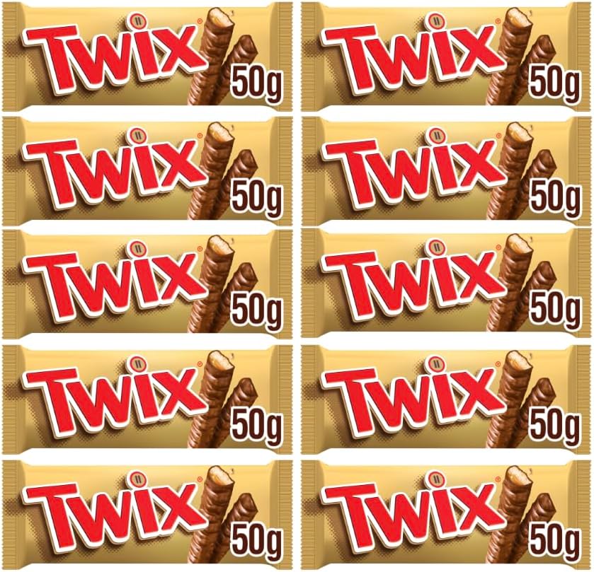 Twix Milk Chocolate Bars with Biscuit & Caramel Pack of 10 | 50g