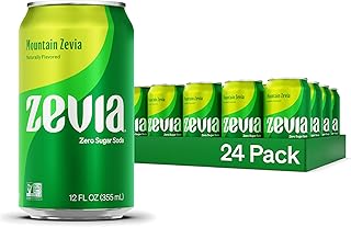Zevia Zero Sugar Soda, Mountain Zevia, 12 oz Cans (24-Pack) – Naturally Sweetened, Zero Calorie Sugar Free Soda - Non-GMO Project Verified, Gluten-Free, Vegan