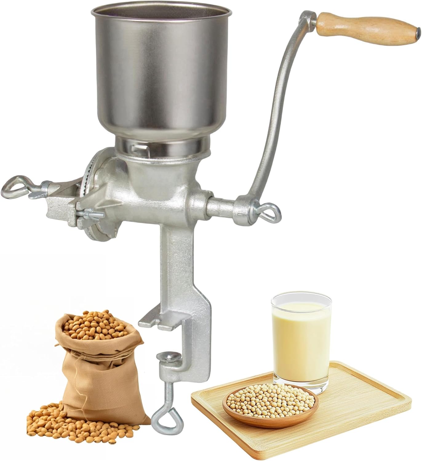 Heavy Duty Cast Iron Manual Grinder, Hand Mill Grain Grinder,Corn Mill for Dry/Wet Grinding for Wheat, Corn, Large