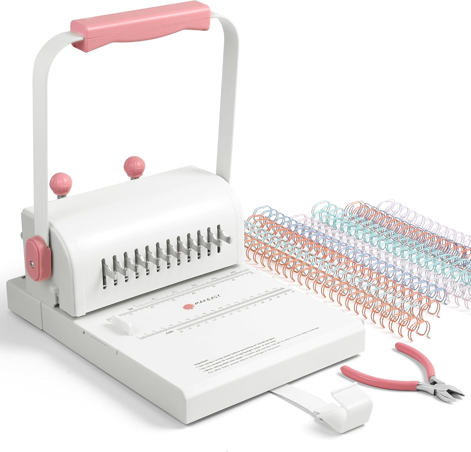 MAKEASY Binding Machine Hole Pitch 2:1 - Portable Book Binding Kit with 10PCS 5/8'' Binding Wires & Plier, for DIY Notebooks, Albums, Journals, and Calendars – Circle Holes