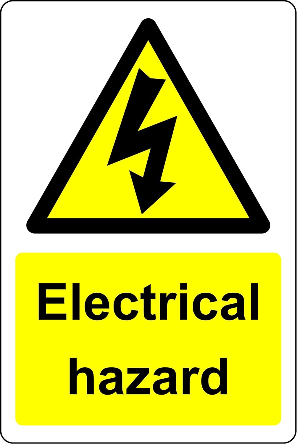 Warning Electrical hazard electricity safety sign - Self adhesive sticker (70mm x 50mm)