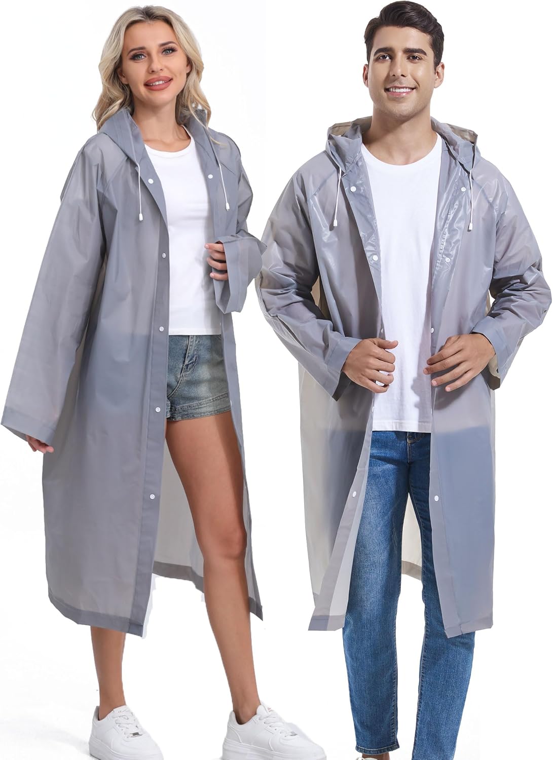 2PCS Borogo Rain Coats for Adults - Reusable Rain Jackets for Men & Women
