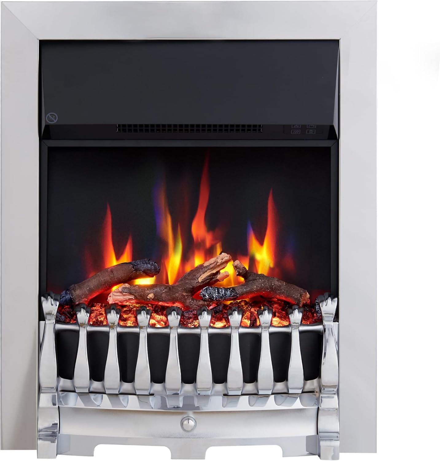 Verona 16’’ Fireplace Insert, 2000W Heater, Chrome Trim, Blenheim Fret, 9 Colour Flame Effect, Remote Control