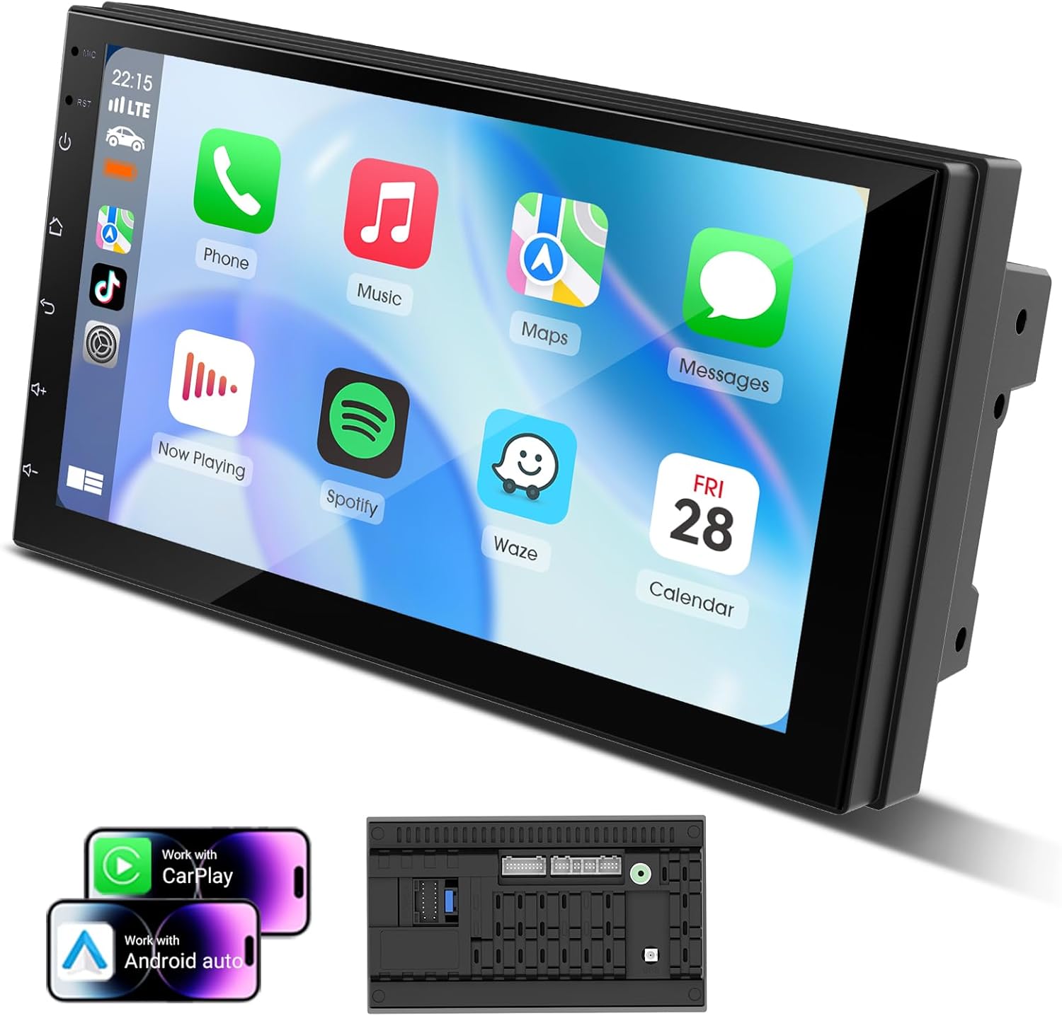 Haudio Double Din Car Stereo 7 inch Carplay Screen for Car Wireless or USB,Car Tablet with Handsfree Bluetooth,GPS Navagation, Voice Control,Mirror Link,Carplay and Android Auto Touch Screen,RDS Radio
