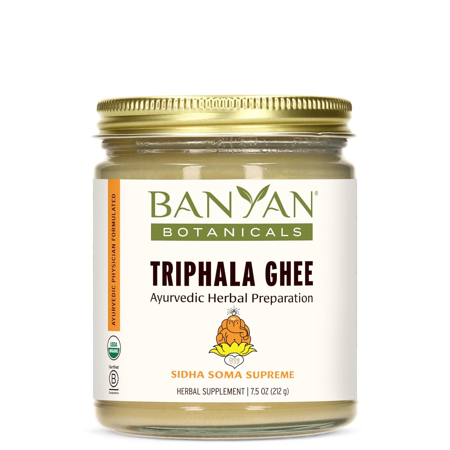 Banyan Botanicals Organic Triphala Ghee - Traditional Herbal Ghee with Organic Amla, Bibhitaki, Haritaki – For Digestion, Elimination & Overall Wellness* – 7.5 oz. – Non-GMO Sustainably Sourced