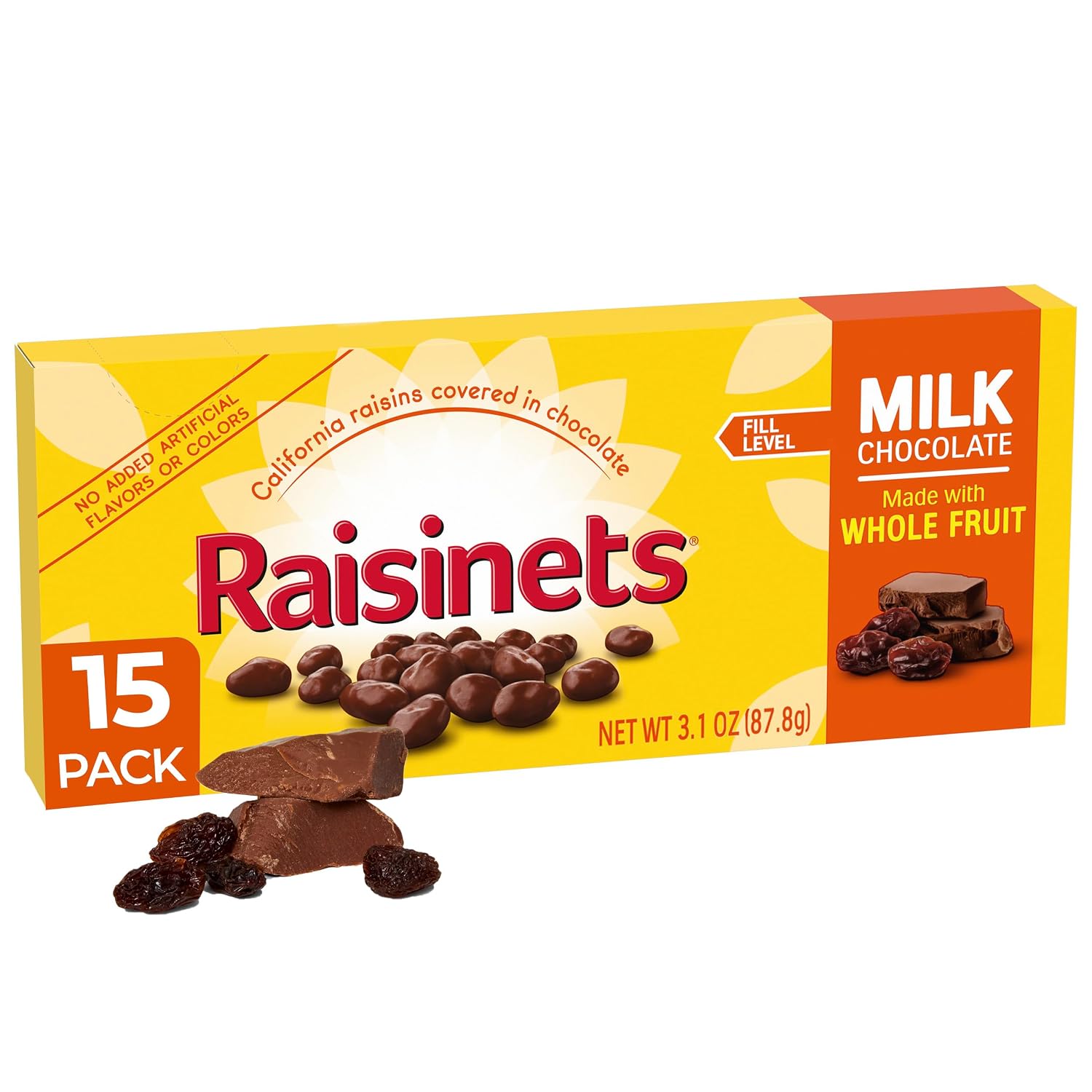 Raisinets Milk Chocolate Covered Raisins Movie Theater Candy Box, 15 Pack