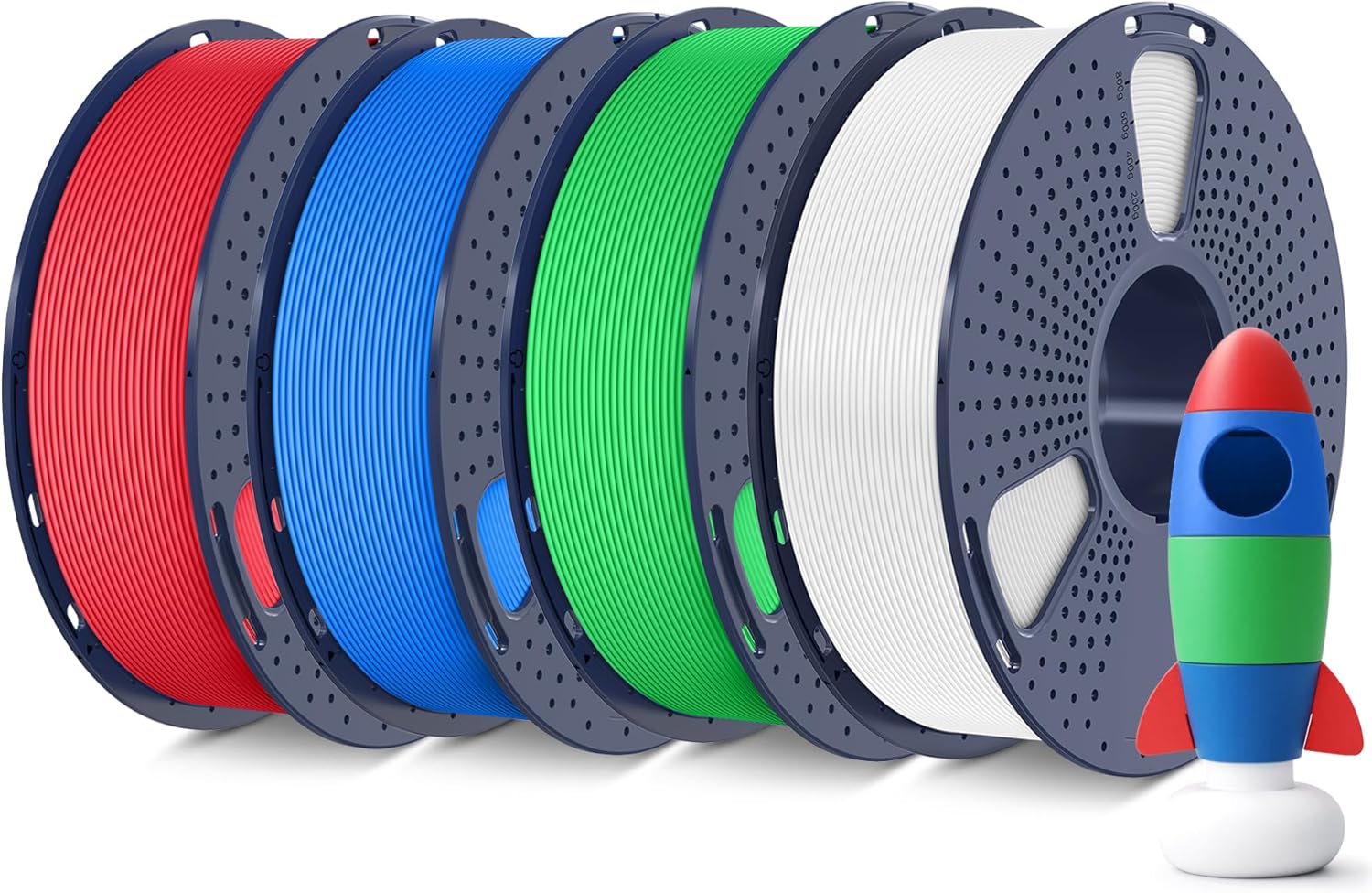 SUNLU 4KG 3D Printer Filament Bundle PLA Matte 1.75mm, Neatly Wound Filament with Matte Finish, Print with 99% FDM 3D Printers, 1kg Spool (2.2lbs), 4 Packs, White+Green+Blue+Red