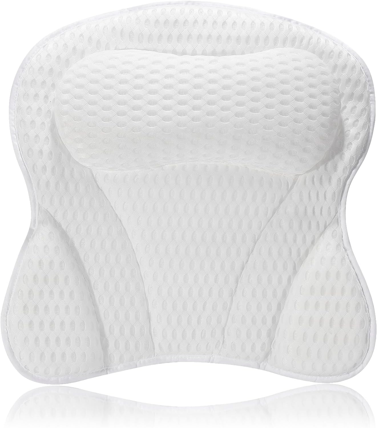 SculifyVita Bath Pillow - Non-Slip Luxury Head/Neck Support, 4D Air Mesh & 6 Suction Cups, Soft Bathtub Cushion Spa Gift (Butterfly White)