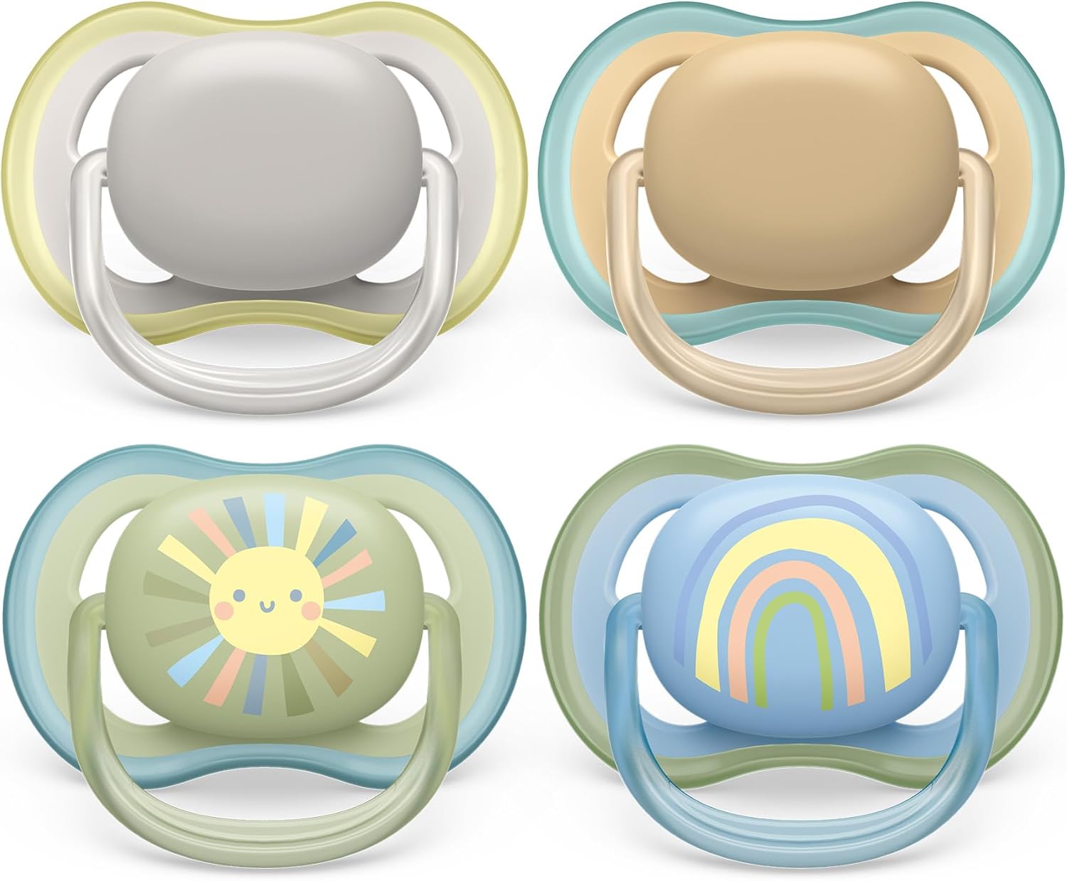 Philips Avent Ultra Air Soother - 4 x Light, Breathable Baby Soothers for Babies Aged 0-6 Months, BPA Free with Steriliser Carry Case (Model SCF085/65)