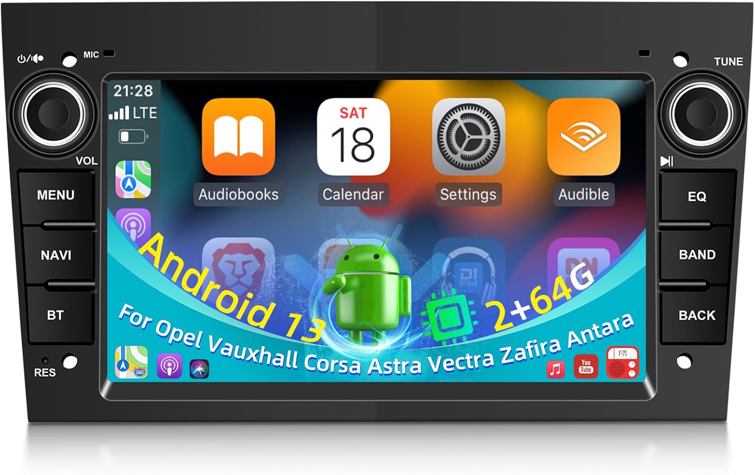 NHOPEEW 2+64G Car Radio for Vauxhall Corsa Opel Astra, 7 inch Android Touch Screen Vauxhall Stereo, Carplay/Android Auto/HiFi Audio/1080P/WiFi/SWC