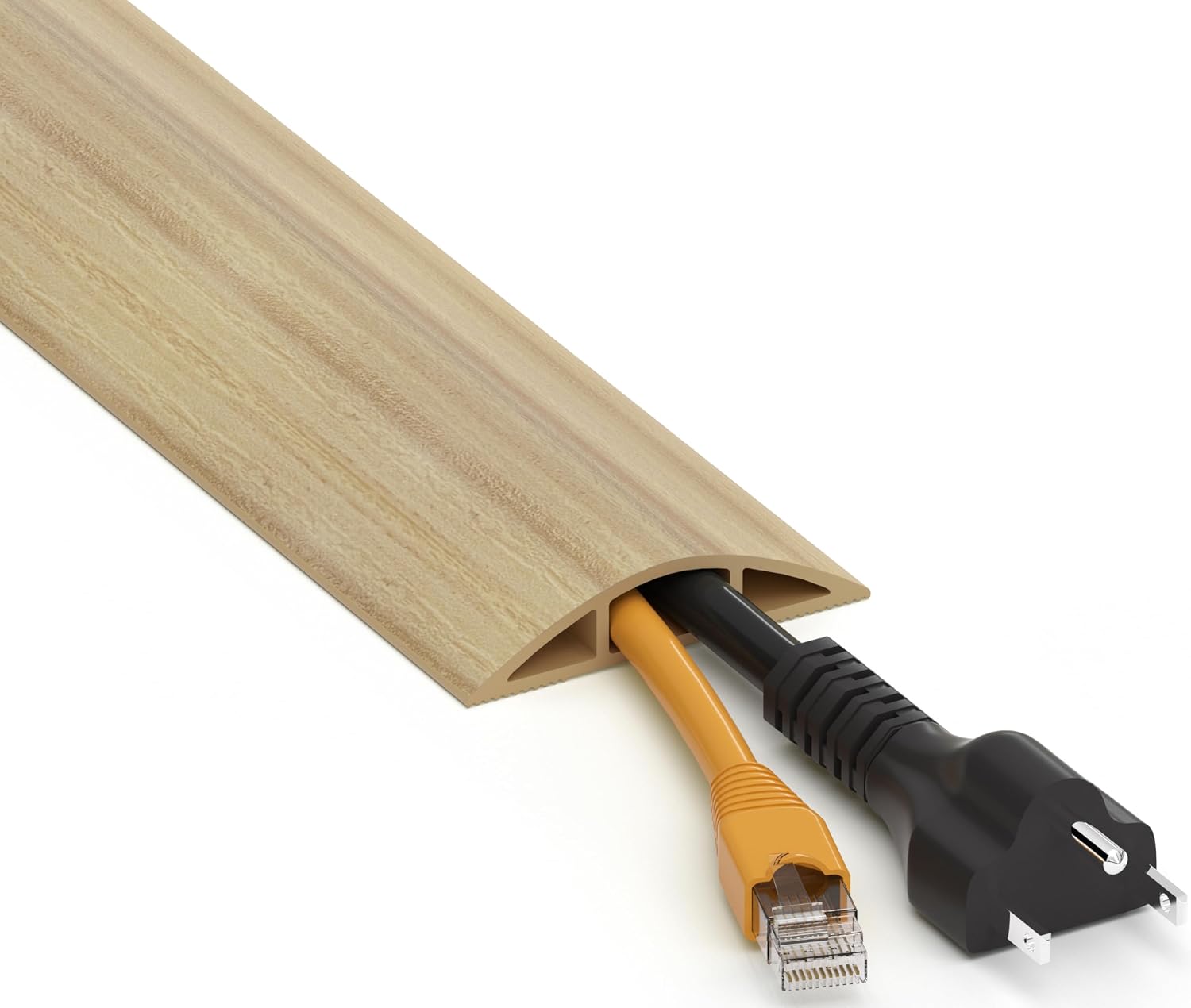 ZhiYo 6ft Floor Cord Cover, Cable Cavity 0.6" W x 0.32" H, Maple Wood