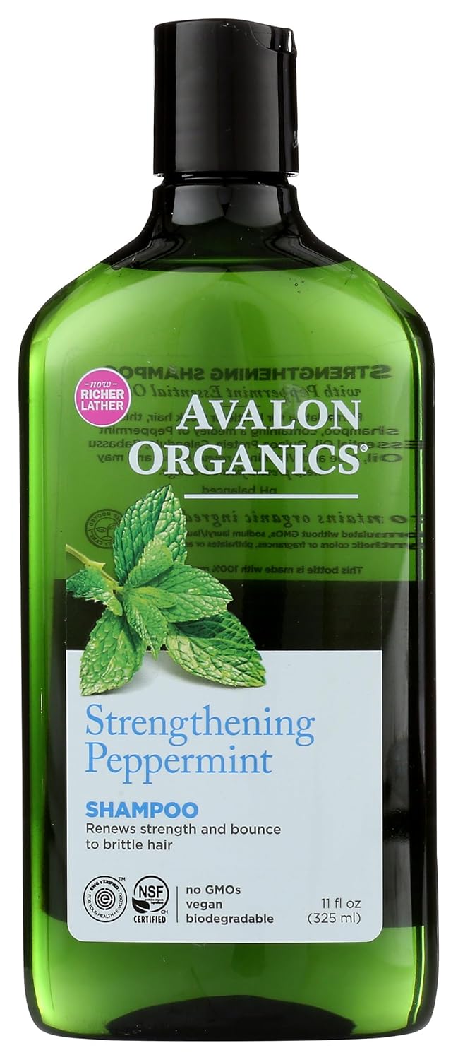 Avalon Organics Shampoo, Strengthening Peppermint, 11 Oz