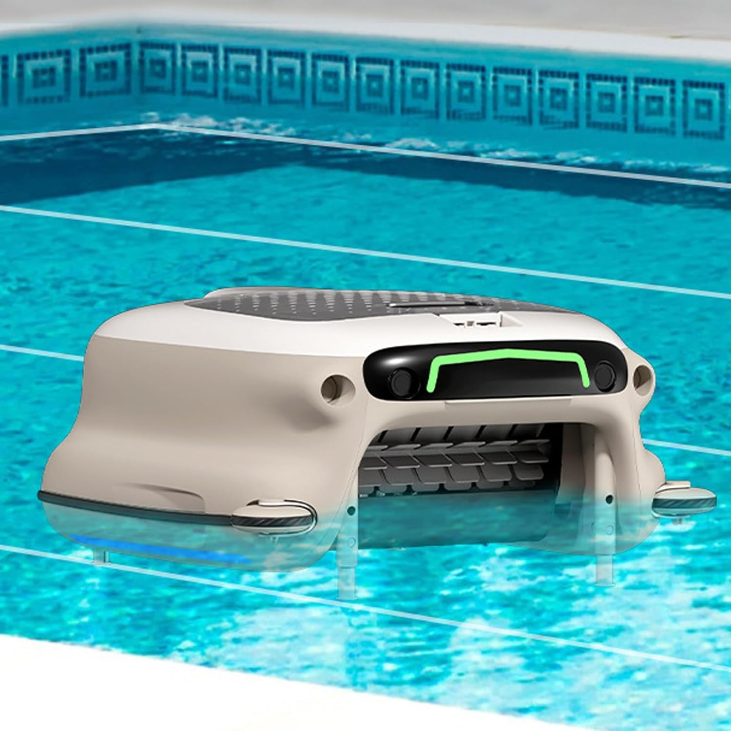 VNATWGOO Automatic Electric Pool Cleaning Robot, Cordless Pool Skimmer with 7800mAh Battery, 6H Runtime for Outdoor Pools, Spas