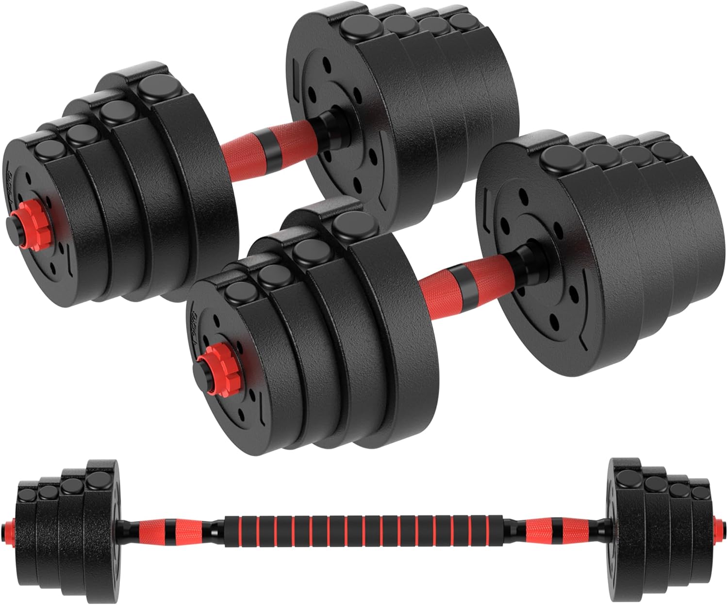 ZENO Dumbbells Set | Adjustable Dumbbells | Gym Weights | Includes Barbell | Great for Bicep & Tricep Training