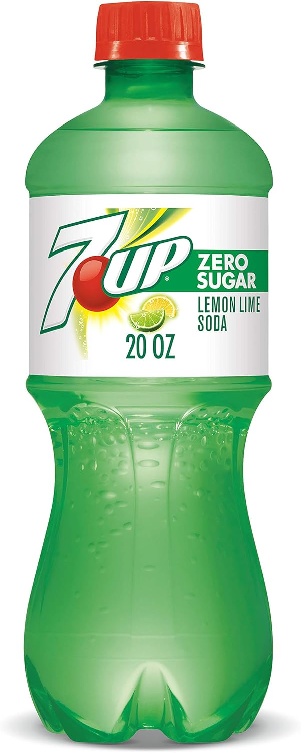Zero 7up 20oz Soda Bottles, Pack of 24 (Total of 480 FL OZ) F