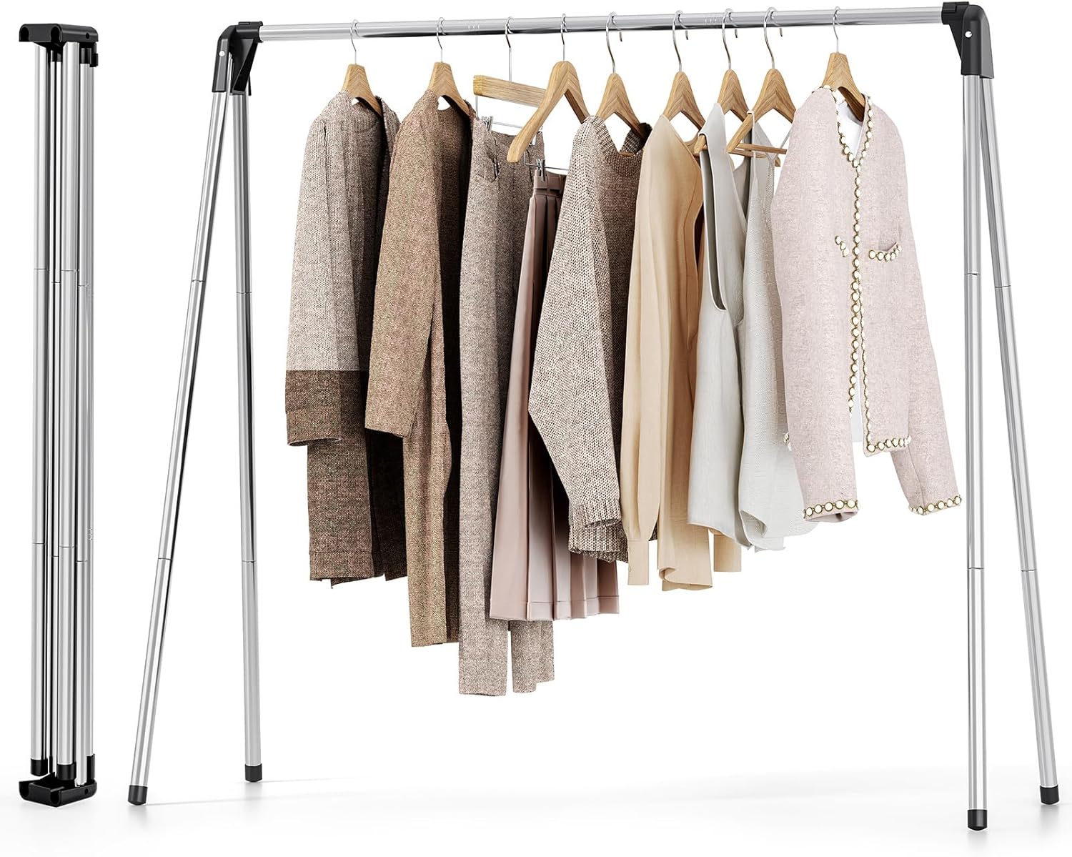 SYKIARIOL Clothes Rail, Efficient Clothes Drying Rack, Stainless Steel Clothes Rail, Collapsible Drying Rack, Foldable Clothes Horse, Heavy Duty Stainless Steel Clothes Airer