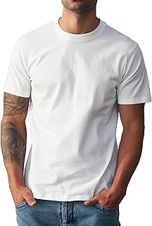 Mens Crewneck Tshirt Plain, Relaxed Fitted Basic T Shirts