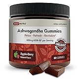 KSM-66 Ashwagandha Gummies - 600mg Organic Root Extract per Serving - Delicious Natural Apple-Berry Flavor | Supports Relaxation, Focus, & Energy (60 Gummies)