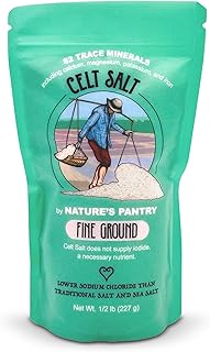 Celtic Salt Fine Ground, Celt Salt By Natures Pantry, 82+ Minerals, non-GMO, Organic & Unrefined, Gluten-Free, Authentic, Hand Harvested, Cooking, Baking, Pickling, Electrolytes, Healthy Seasoning,1/2lb (8oz) Bag