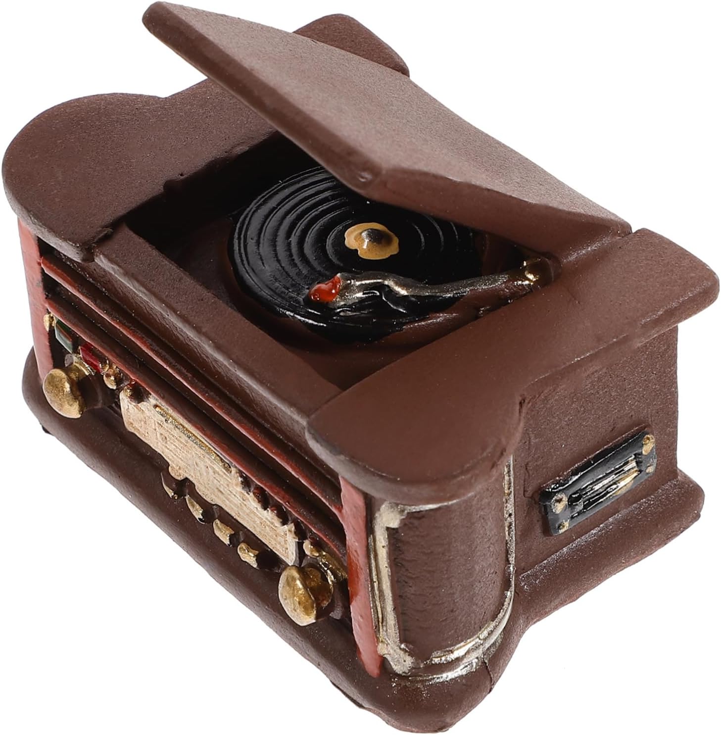 ERINGOGO Mini Record Player Model Retro Resin Dollhouse Accessory Tiny Turntable for Miniature Landscape Decoration for Photography Props