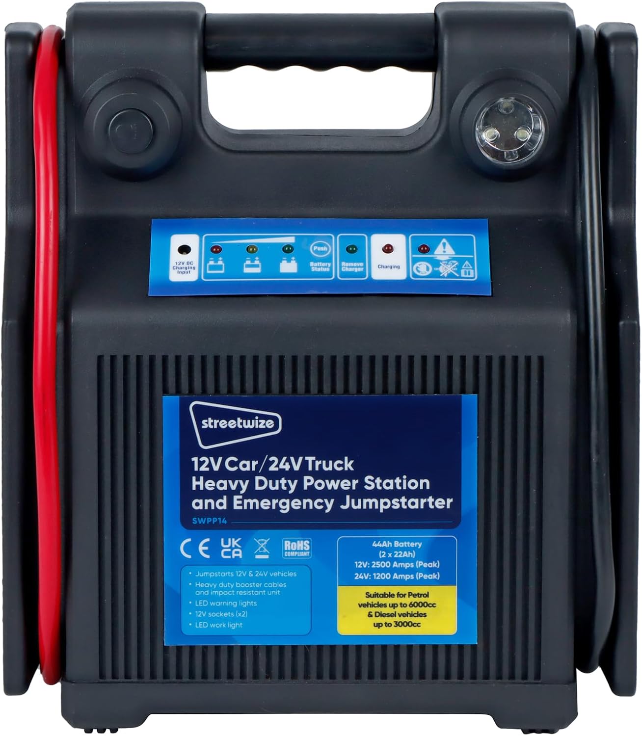 Streetwize SWPP14 Heavy Duty Power Station Emergency Jump Starter 12V 24V 44Ah