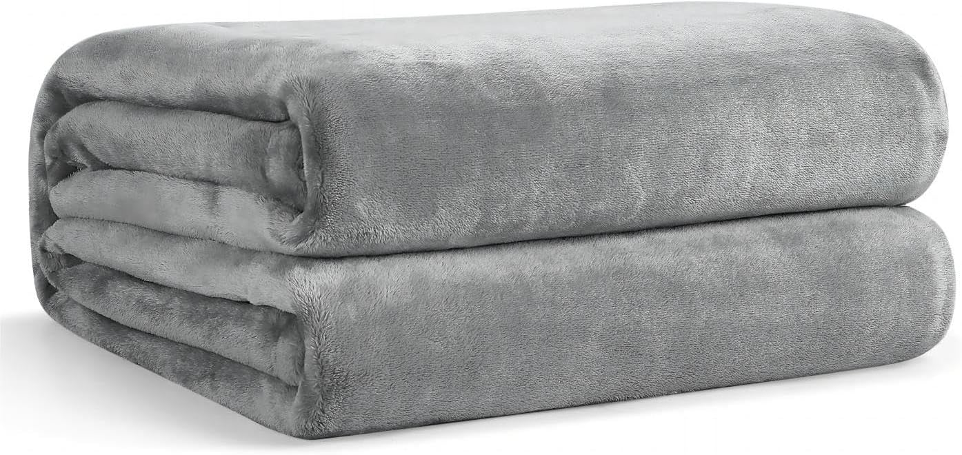 EHEYCIGA Fleece Blanket Grey Throws for Sofas Fluffy Warm Soft Blanket for Bed Settees Armchairs, Fit All Season, Double Size,150x200cm