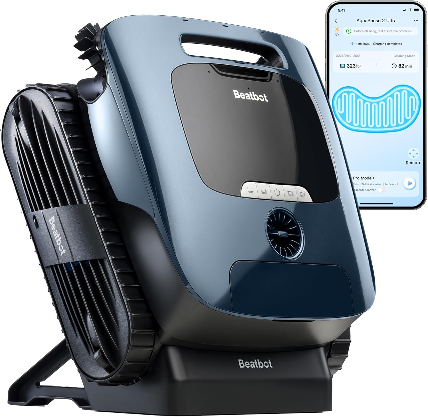 Beatbot AquaSense 2 Ultra Cordless Robotic Pool Cleaner for Complex Pools, Pool Mapping with AI Camera, 5-in-1 Cleaning, Smart Surface Parking, Pool Skimmer, Water Clarification – Prussian Blue