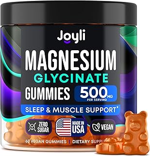 Magnesium Glycinate Gummies - Magnesium Glycinate 500MG Chews for Sleep + Vitamin B6, B12, D3 - Magnesium Supplement for Adults, Kids - Glicinato de Magnesio para Mujeres - 60 Magnesium Gummies