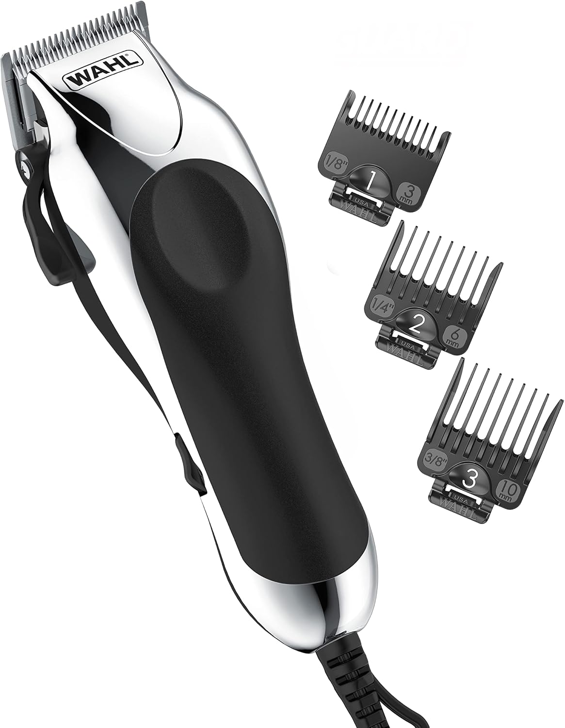 Wahl USA Chrome Pro Corded Clipper Complete Haircutting Kit for Men – Powerful Total Hair Clipping, Beard Trimming, & Grooming - Model 3024635
