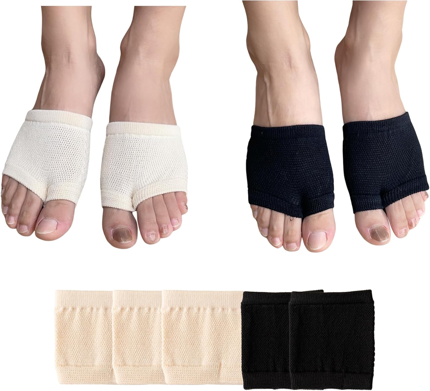 DUNKOING Women Open Toe Half Socks Cotton Peep Toe Mule Sandal Sock for Clogs Flip Flop Slide Slipper Liner Sock 5-9