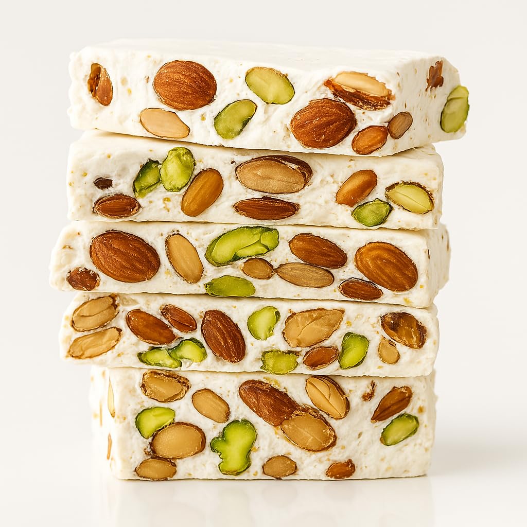 Andy Anand Mixed Nut Soft Brittle Nougat - Nougat Candy Turron Made with Wildflower Honey & Taste in Every Bite - Luxuriously Creamy Feel Almond Brittle - Made in Europe Gluten Free Candy 7 Oz