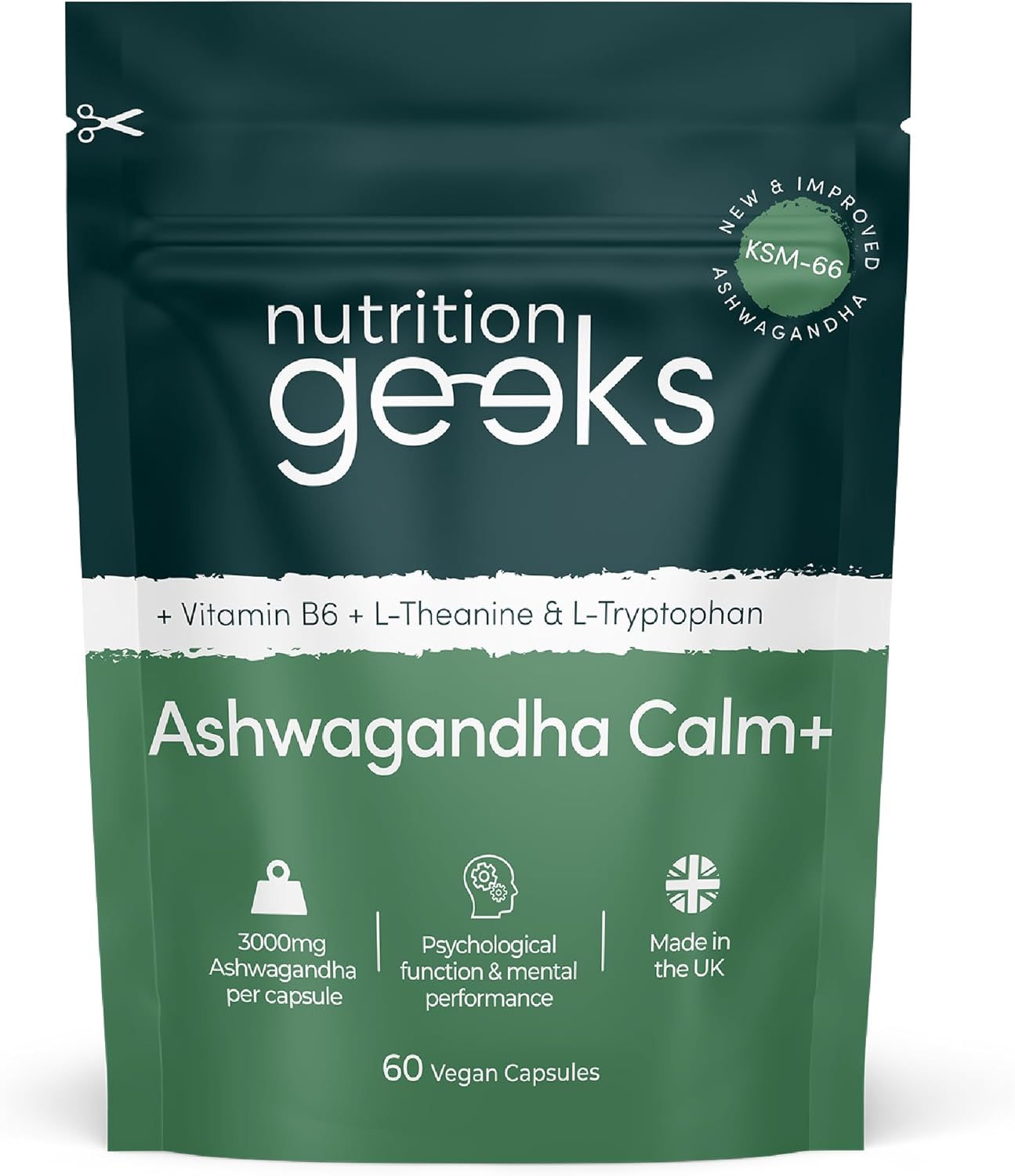 Ashwagandha KSM 66 Complex – 3000mg Enhanced with Amino Acids & Vitamin B6 (2 Month Supply) – Ashwagandha High Strength Capsules with 250mg Extract (Not Gummies or Powder) - Vegan, UK Made