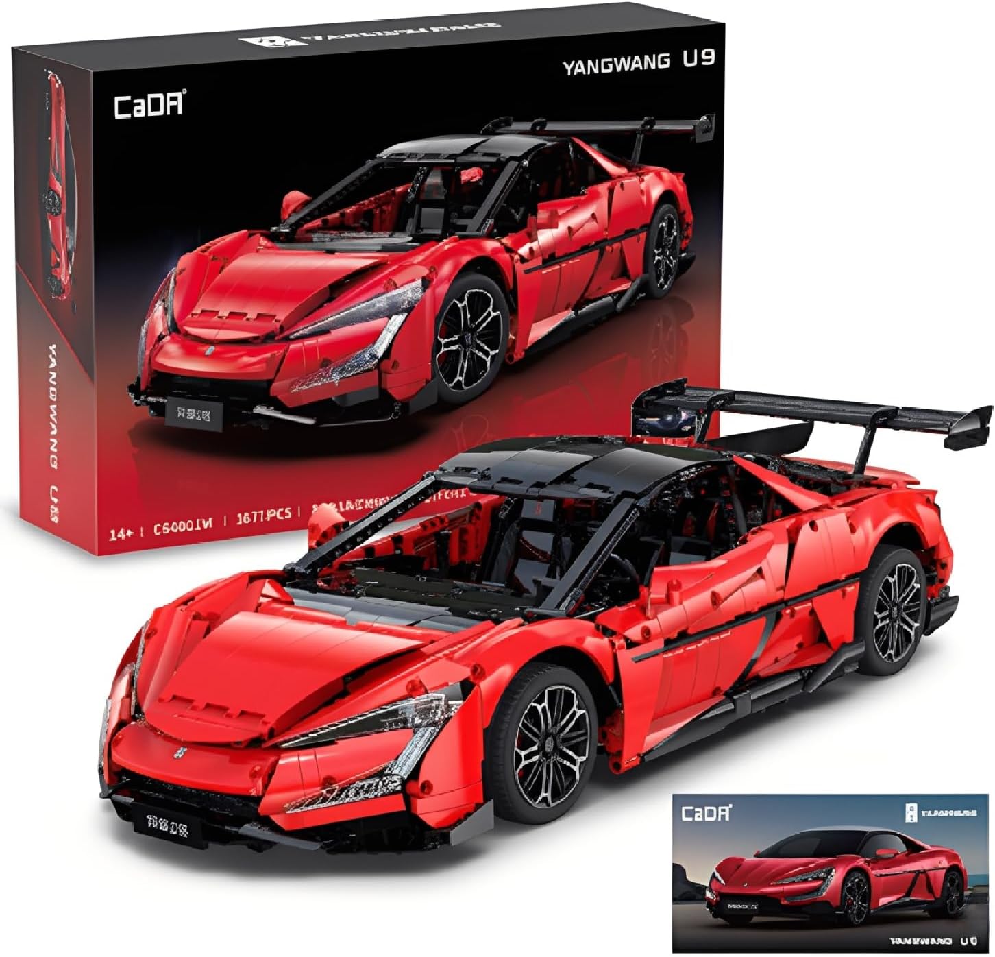 CaDA C64011W BYD Official Authorized 1:8 Yangwang U9 Building Set, Remote Control Race Car, 3671 PCS Collector Model for Adults, Tech Display Gift for Men