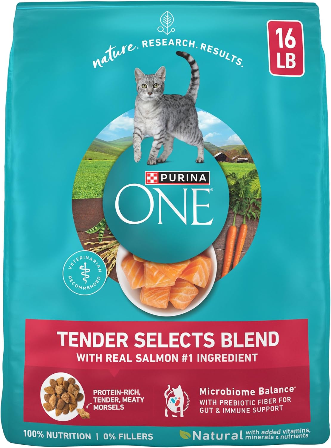 Purina ONE Tender Selects Dry Cat Food, Salmon, 16 lb Bag