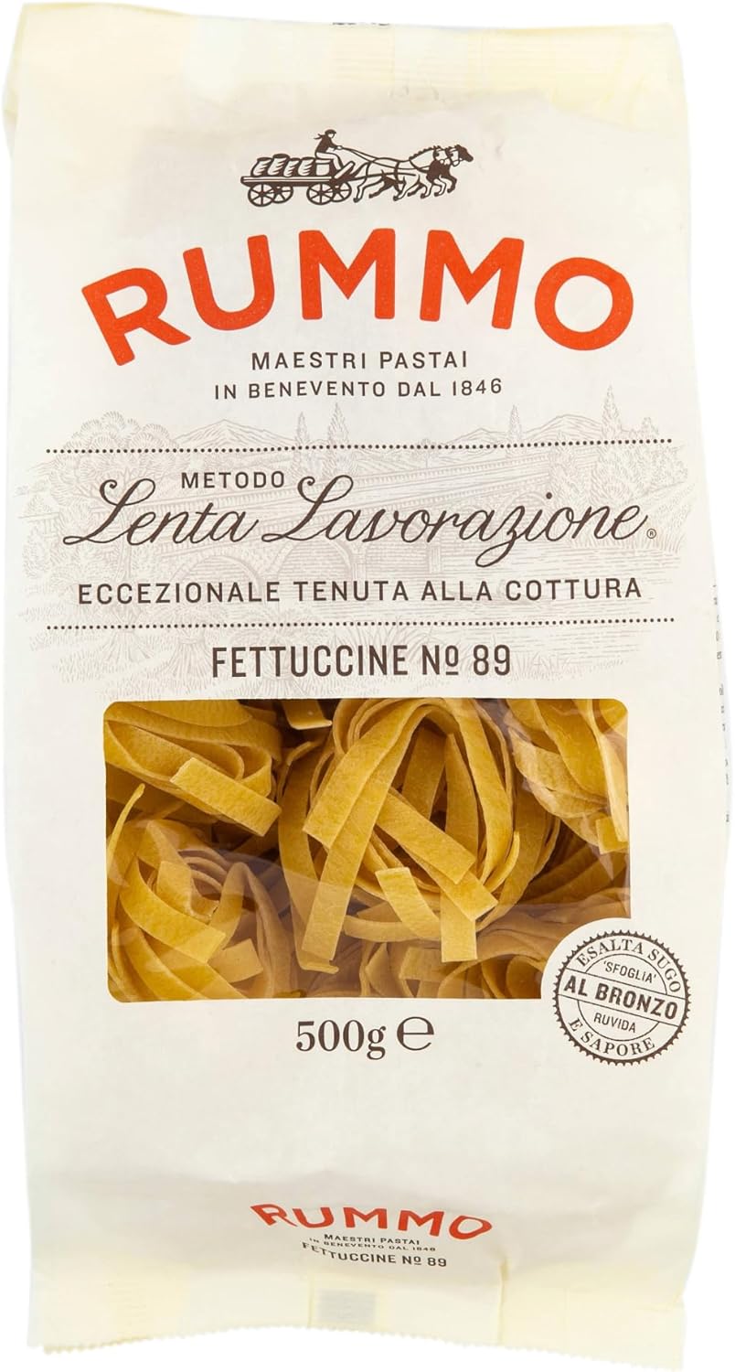 Rummo Fettuccine Pasta No.89 - Classic Ribbon-Cut Pasta, Expertly Made for Rich & Elegant Dishes, 500 g (Pack of 1)