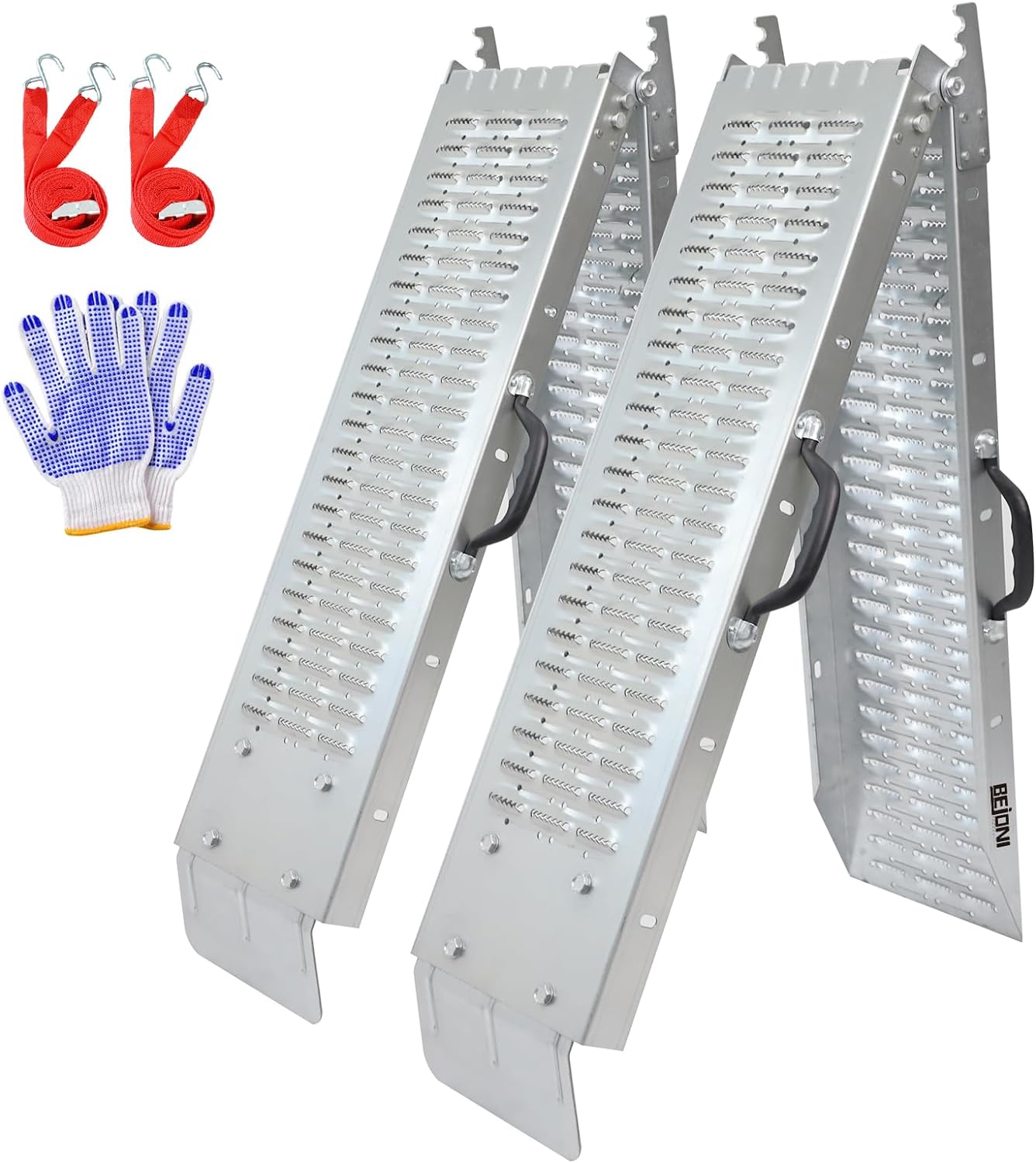 BEJONI 66" L Loading Ramps for Pickup Trucks, Folding Truck Loading Ramp, 880lbs Capacity per Pair Steel ATV Ramps for Motorcycle, Lawn Mower, Dirt Bikes, Trailer, Snow Blower, Pack of 2