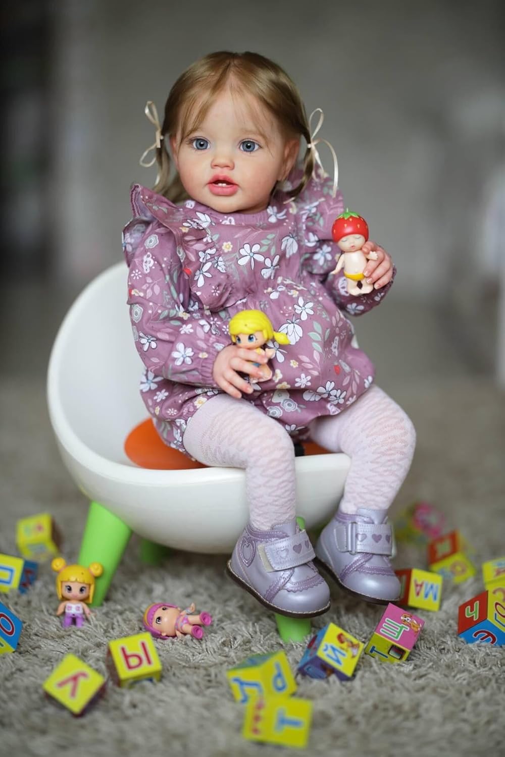 Anano Reborn Baby Dolls Toddler Girls-24 In Realistic Baby Doll, Silicone Babys Doll, Real Life Babys Silicone Reborn Dolls, Lifelike Newborn Babies Blue Eyes With Accessories