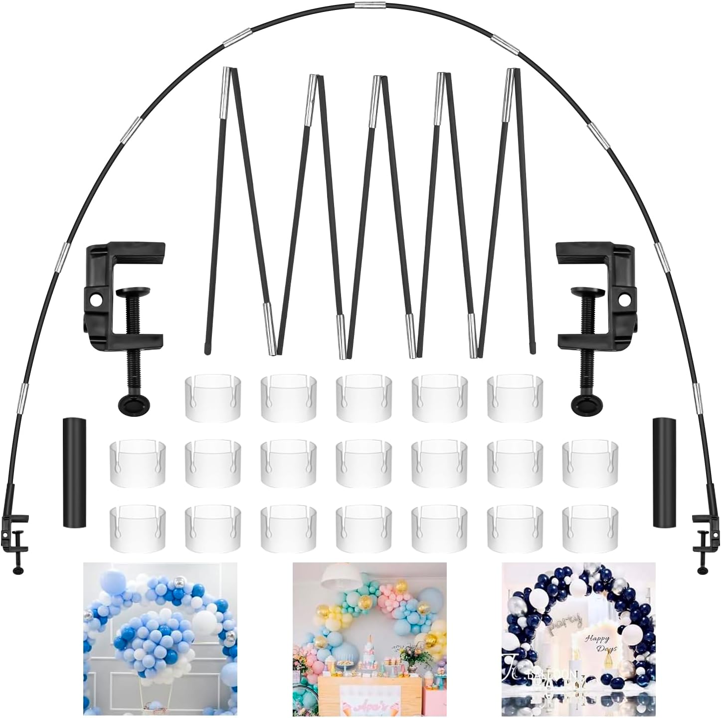 Balloon Arch Stand, Black Table Balloons Arch Kit for Birthday Decorations, Wedding Decorations, Event Party Supplies, Graduation Party Decorations (Black)