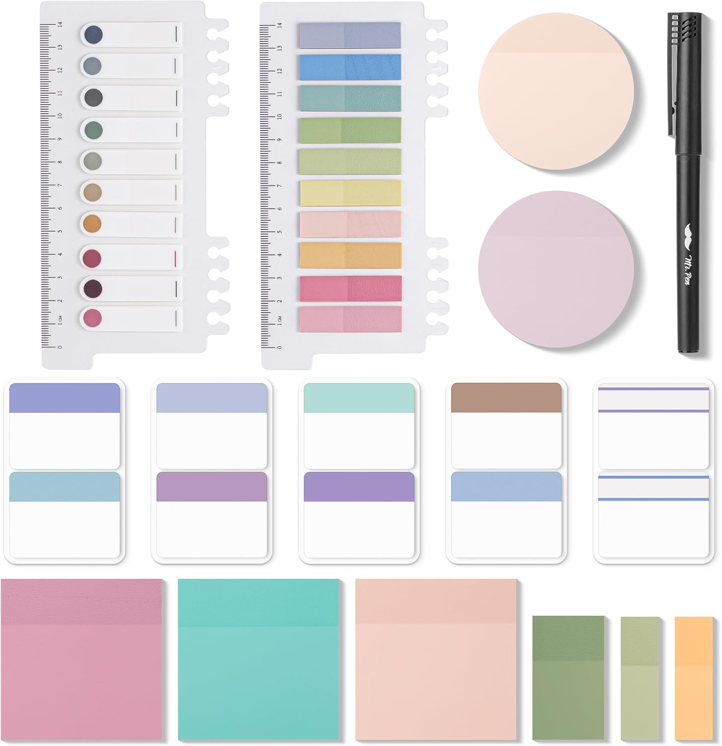 Mr. Pen Transparent Sticky Note Set, 1000 Sheets, Colorful, Bible Sticky Notes, 3x3 inches, 3x5 inches, 1 count