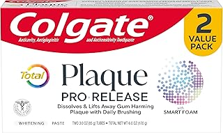Colgate Total Plaque Pro Release Whitening Toothpaste, 2 Pack, 3.0 Oz Tubes