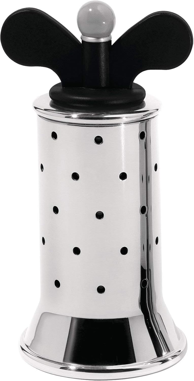 Alessi 9098 B Design Pepper Mill with Fins Stainless Steel and Thermoplastic Resin, Black