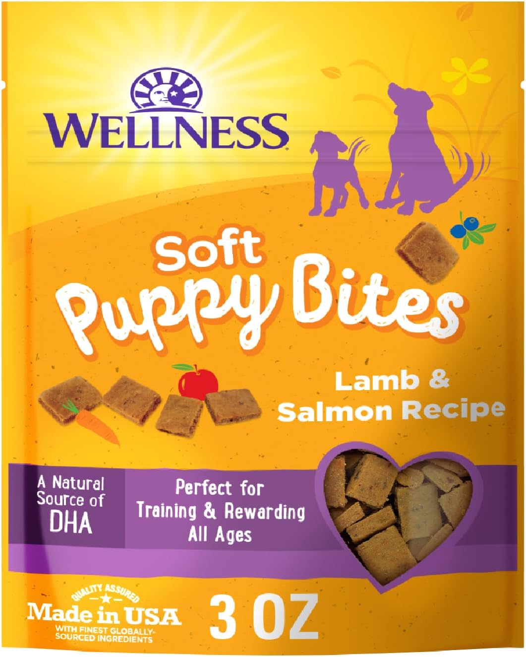 Wellness Puppy Treats, Natural, Training Treat, Grain Free, Soft Lamb & Salmon (3 Ounce Bag)