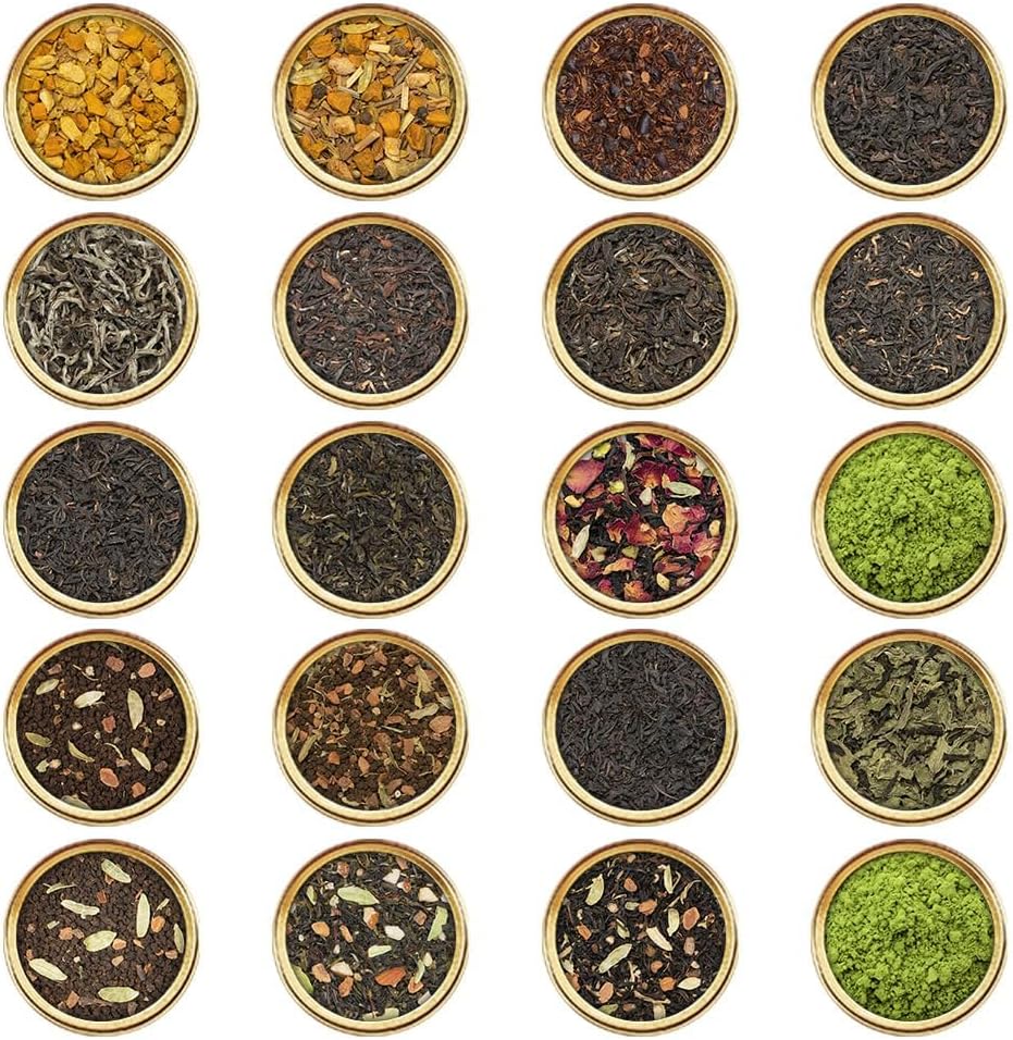 VAHDAM, World 20 Tea Sampler - Black, Green, Chai, Herbal & More | Assorted Loose Leaf Gift Set Variety Pack | Tea Gift Ideas for Women & Men