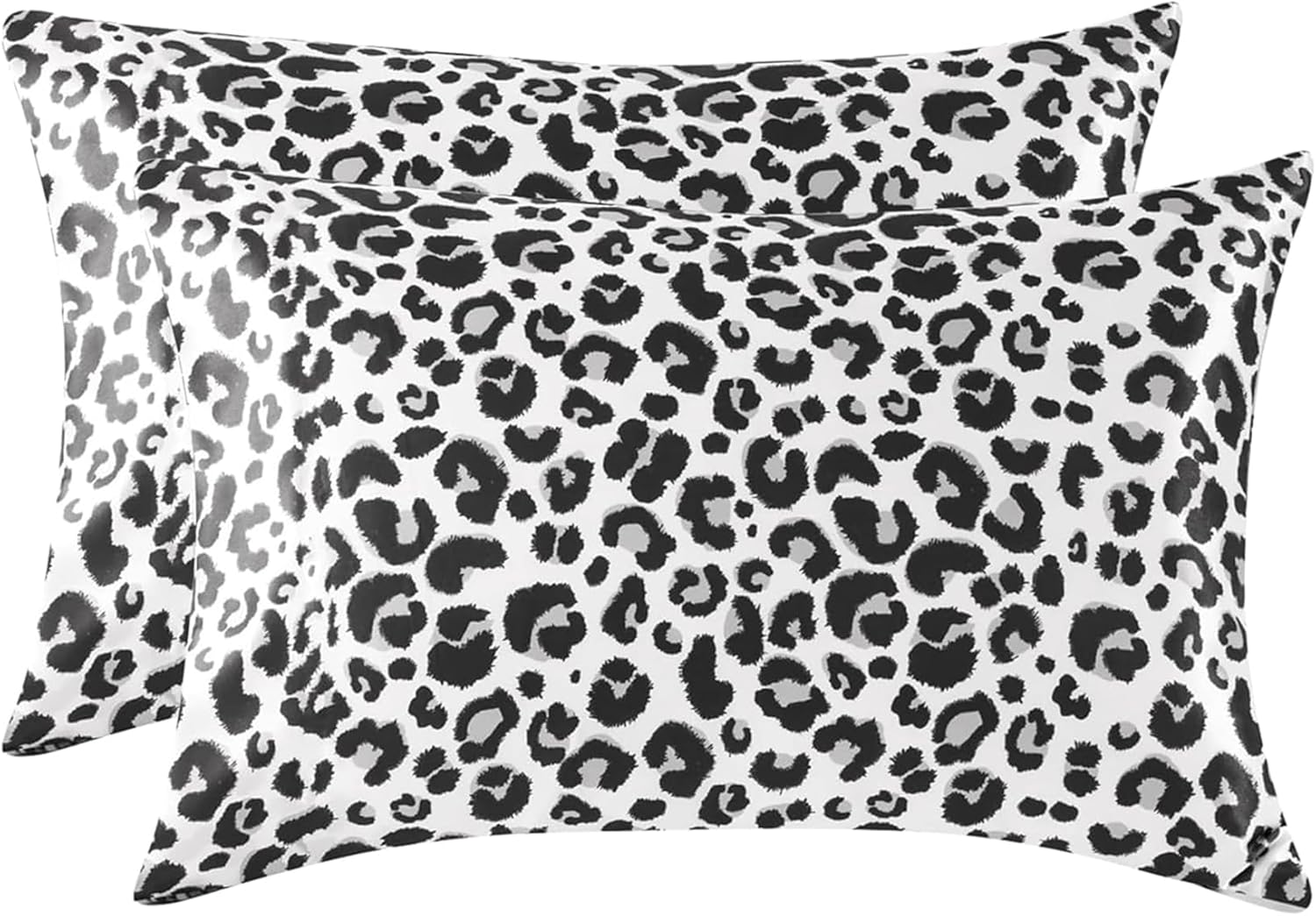 MR&HM Satin Pillowcase for Hair and Skin, Silk Satin Pillowcase 2 Pack, Toddler Size Pillow Cases Set of 2, Silky Pillow Cover with Envelope Closure (13x18, White Leopard)