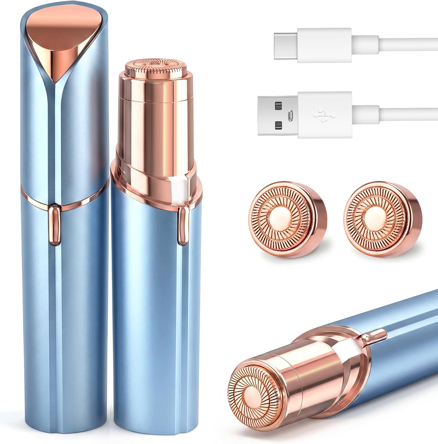 Vexloria Facial Hair Remover for Women 2 Replacement Heads USB Rechargeable