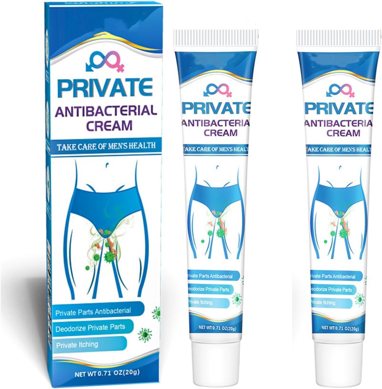 2pcsAntibacterial Ointment,，Antibacterial for Private Parts,Men's inguinal Antifungal,Deodorizing Anti-Fungal, Deodorizing Anti-Fungal, 20g Externalfor Men and Women