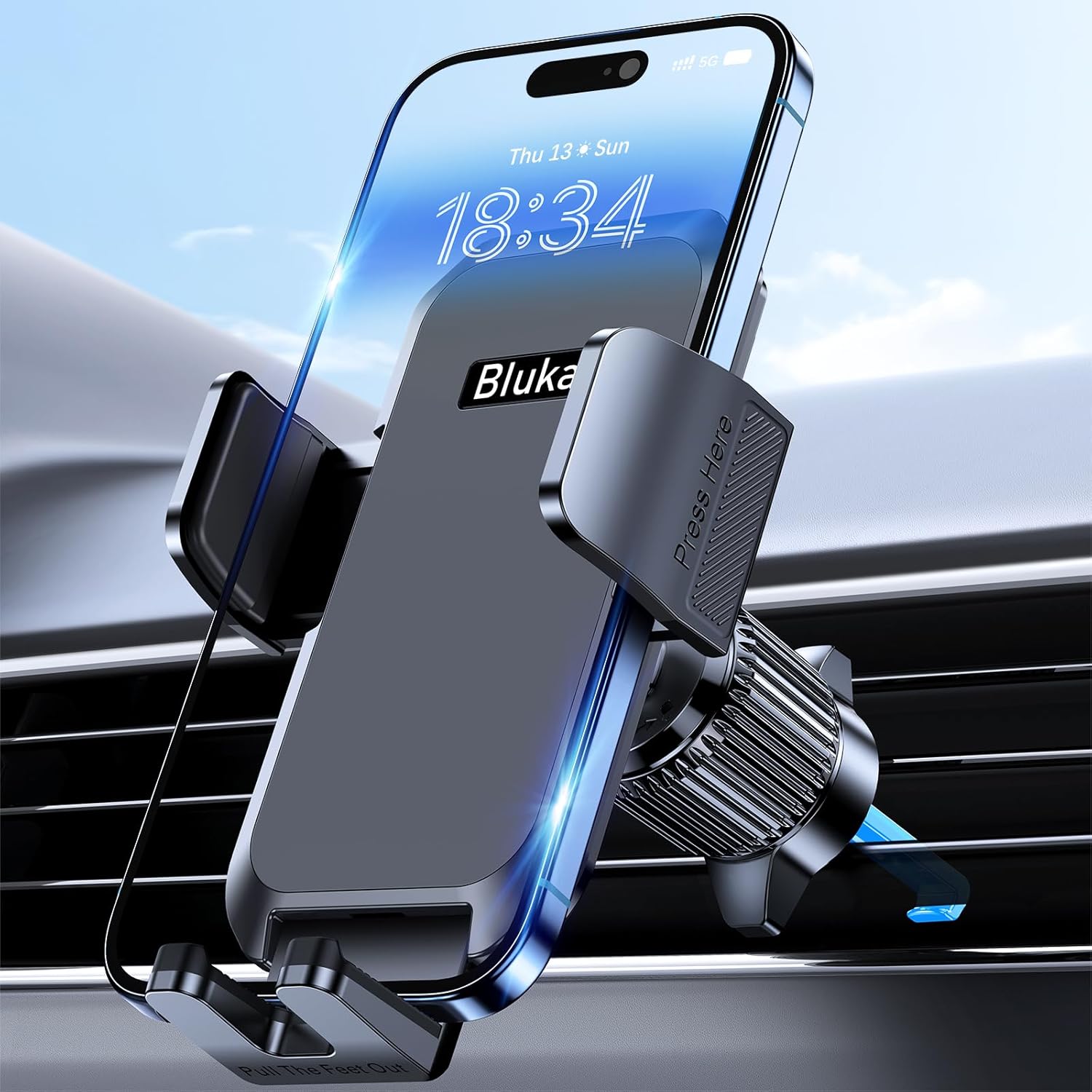 Car Phone Holder Mount, Super Stable Air Vent Cell Phone Car Mount with 2025 Metal Hook Clip, 360° Rotation,One Button Release for iPhone, Samsung, Google, and All Other Smartphones